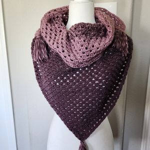 Tri-Color Granny Shawl Scarf w/ tassels